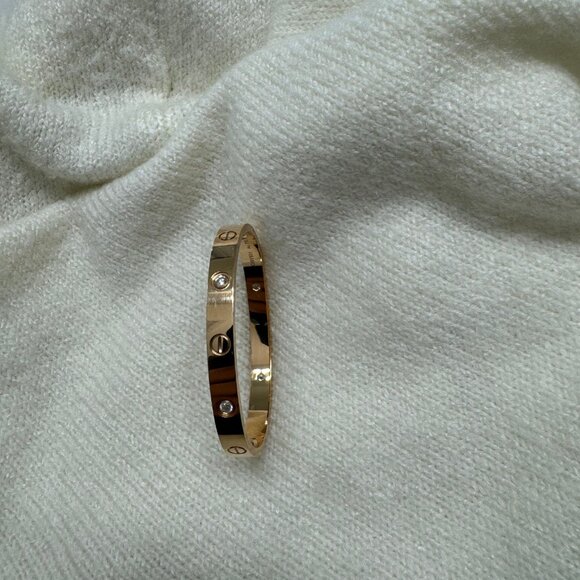 CARTIER 18K pink gold 4 Diamond LOVE BRACELET Size 16 - Picture 15 of 16